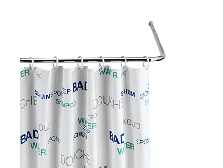 WENKO Barre de Douche Angle Universelle Tringle Douche Angle Longueur Adaptable\, Plusieurs Combinaisons en L ou U A percer\, Fixations Inclus Aluminium - Plastique 2cm INOX chromé