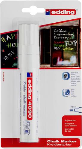 Edding 4090 4-4090-1-1049 Kreidemarker Weiß 4 mm, 15 mm