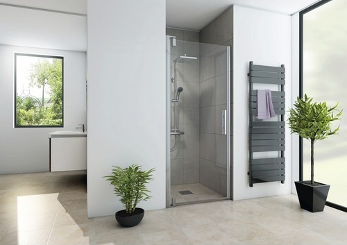 BREUER Drehtür für Nische EUROPA Design 90 x 200 cm Anschlag links Klarglas Profilfarbe chrom