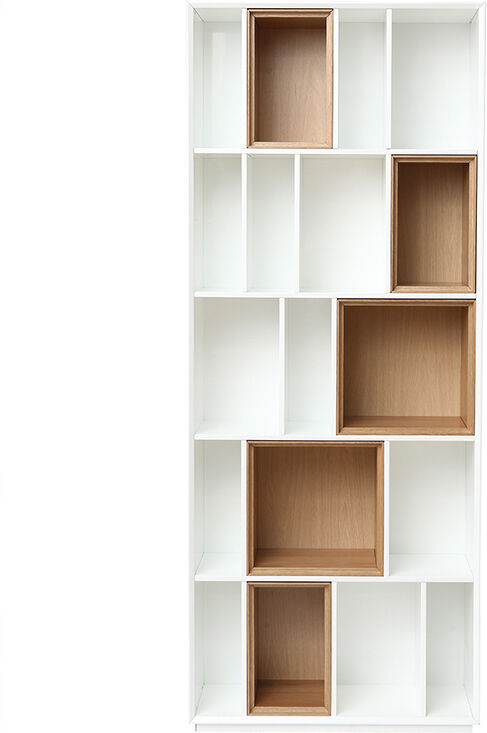 Miliboo Design-Bücherregal anpassbar Weiß und Eiche JAZZ