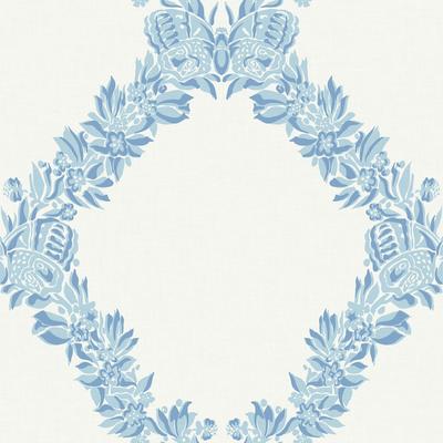 Scalamandre Sky Blue Wreath Peel & Stick Wallpaper