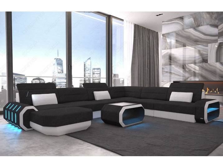 XXL Stoff Wohnlandschaft Roma U-Form