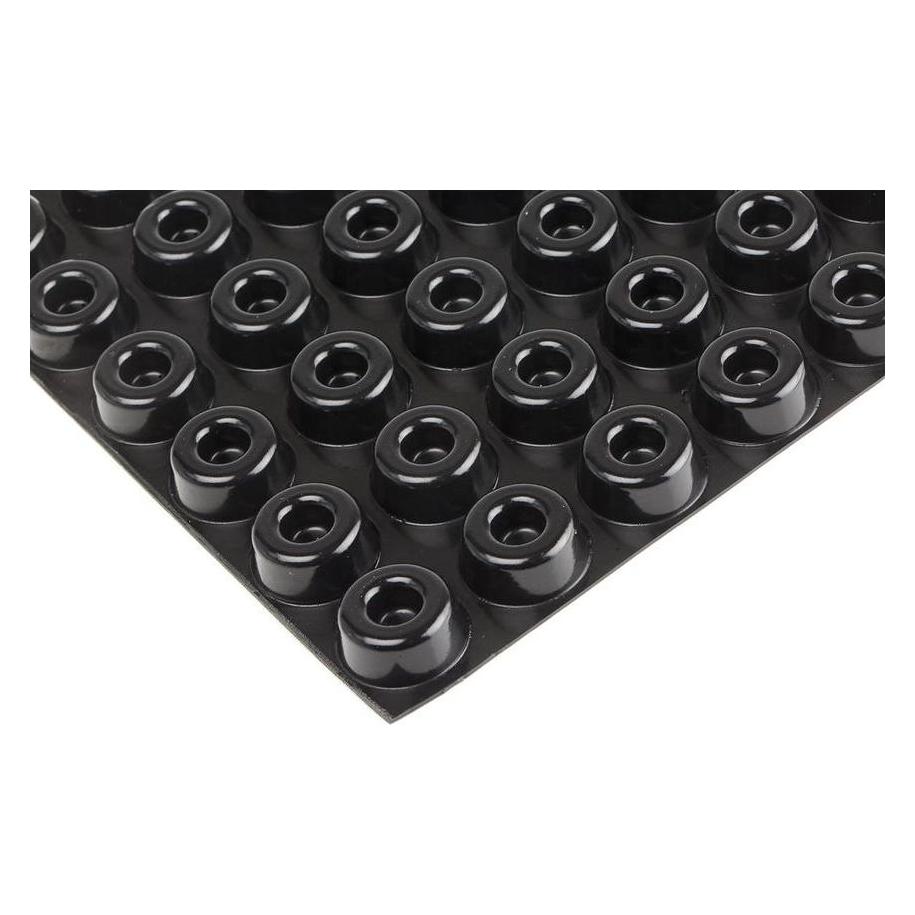 RS PRO Black stick on, 10.2mm H x 22.3mm Dia (1735942)