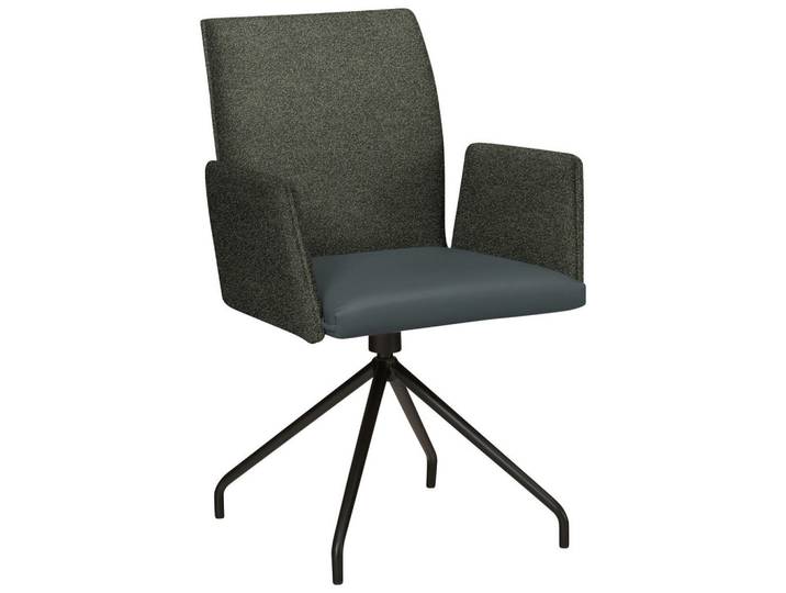 Moderano Armlehnstuhl, Grau, Metall, rund, 60x91x60 cm, Stoffauswahl, Typenauswahl, Sitzfläche 360° drehbar, Esszimmer, Stühle, Esszimmerstühle, Armlehnenstühle