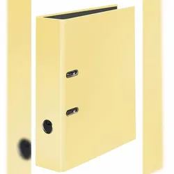 Falken 15062626 PastellColor Ordner DIN A4, Rückenbreite 8cm, schwarzer Innenspiegel, Griffloch - Vanille-Gelb