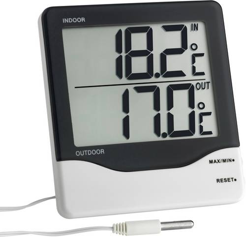 TFA Dostmann Kabelgebundenes Thermometer Schwarz-Weiß 30.1011.K