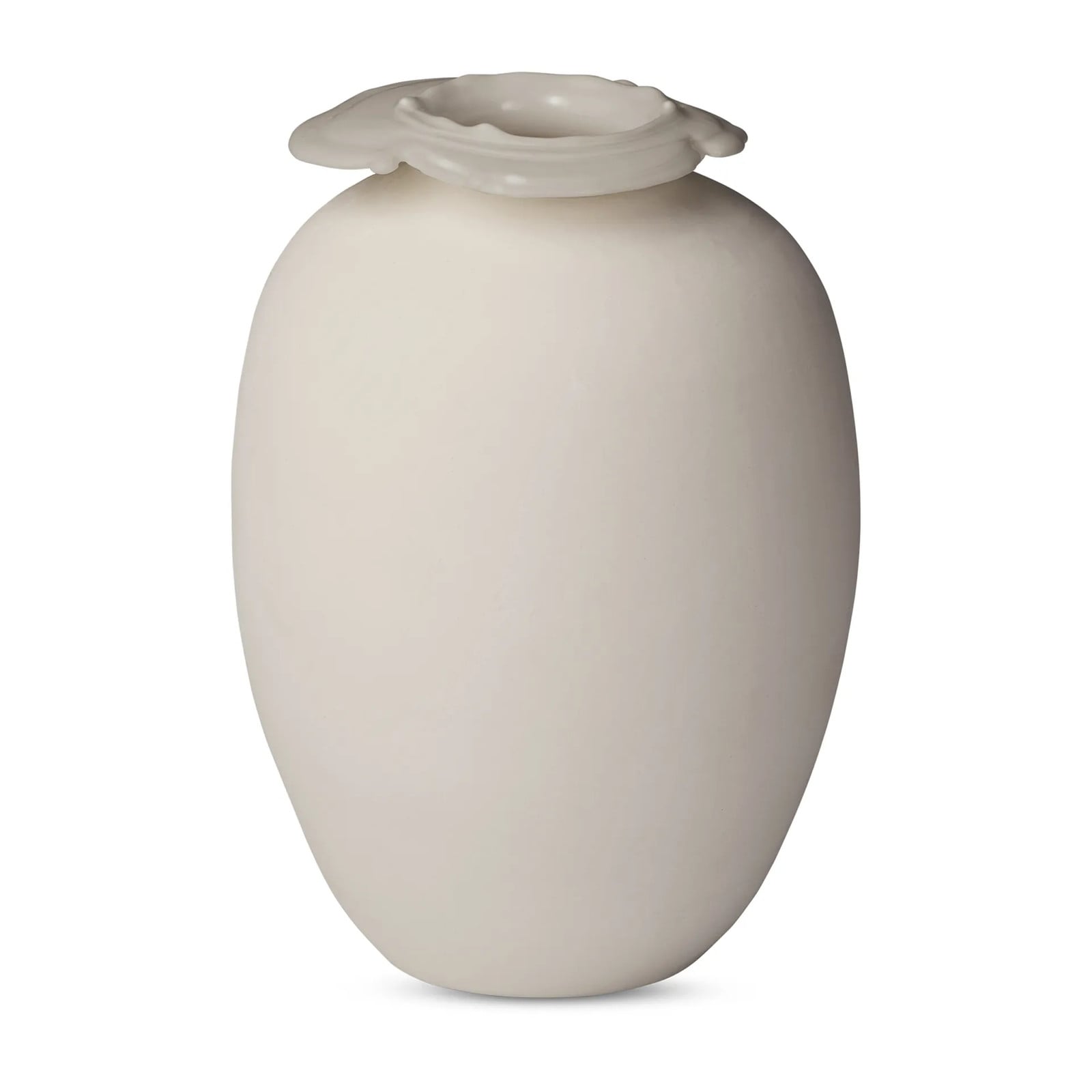 Northern Brim vaas en kandelaar in beige keramiek, Hoogte: 18 cm