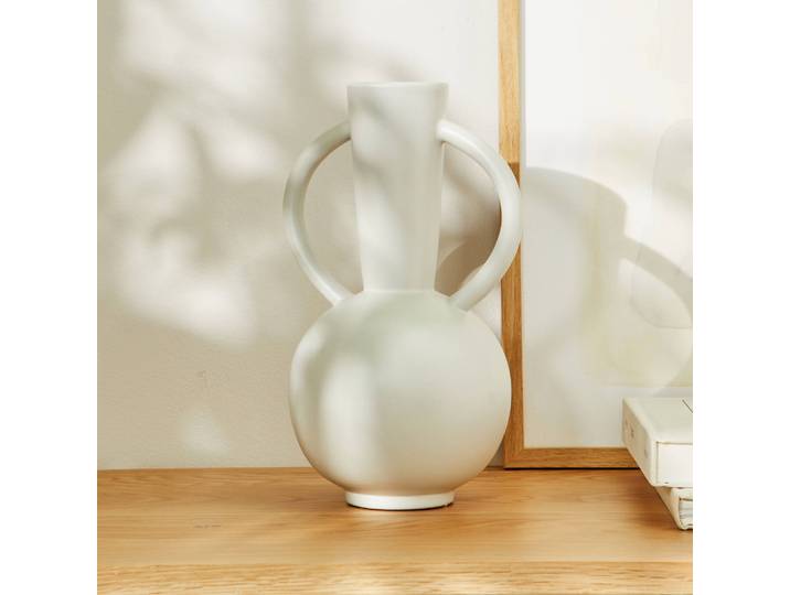 Vase rond céramique, double anses - hauteur 29,5 cm - Blancheporte