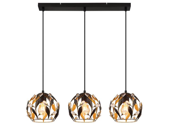Globo Hängeleuchte Mika, Klar, Schwarz, Goldfarben, Metall, Kunststoff, 20x150x74 cm, CE, Lampen & Leuchten, Innenbeleuchtung, Hängeleuchten, Pendelleuchten