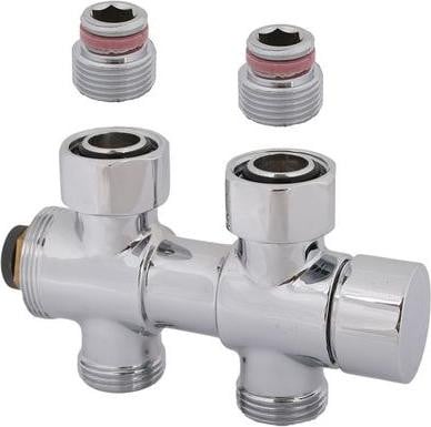 Schlösser Js Duoplex Combinatie-Aansluiting, Voorgespand, Met Aftapfunctie, DN15, 1/2 inch, Verchroomd