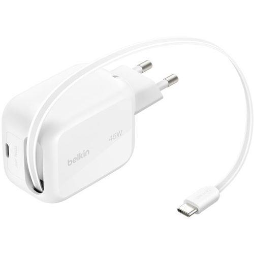 BELKIN BOOSTCHARGE PRO 45 W DUAL GAN-L ERT MIT EINZIEHBAREM KABEL WIE