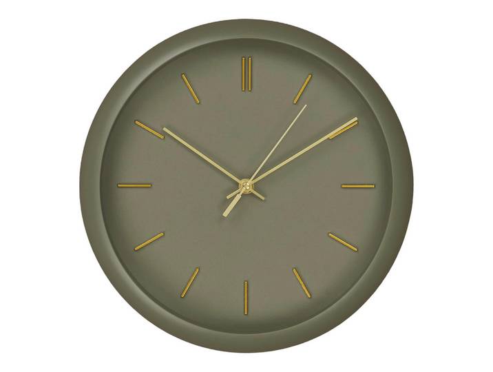 Wanduhr Rossano Wall Clock, Dunkelgrün, Kunststoff, Glas, 30x30x4 cm, leises Uhrwerk, Dekoration, Uhren, Wanduhren