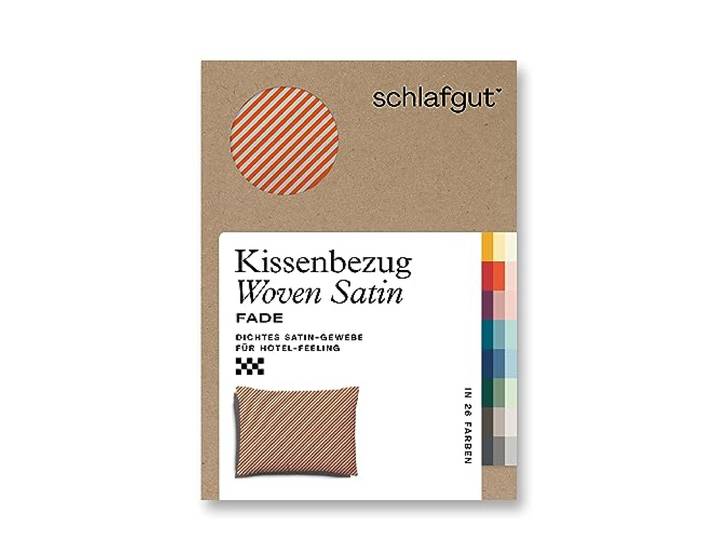 schlafgut Woven Fade Satin Kissenbezug 70x90 cm gestreift, Red Fade