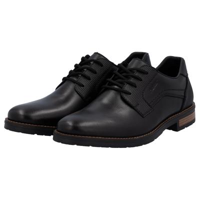 Schnürschuh RIEKER, Herren, Gr. 41, schwarz, Leder, Schuhe Schnürschuh, mit dezentem Logoschriftzug, Freizeitschuh, Halbschuh, Schnürschuh