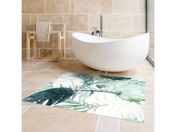 Vinylteppich Palmwedel in Wasserfarbe II 135 x 180cm Grün
