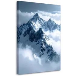 LEINWANDBILD Schneebedeckte Berggipfel Panorama 70x100cm