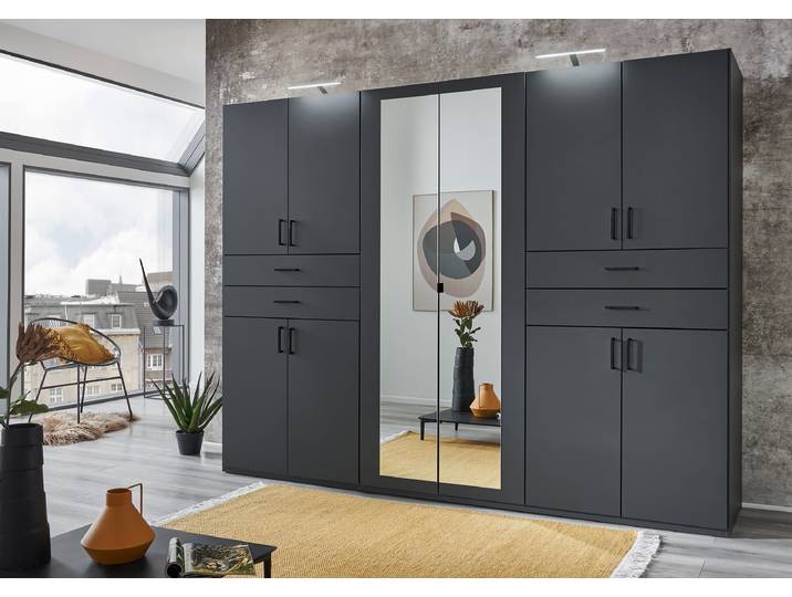 Drehtürenschrank Taiga 270cm Schwarz/Graphit