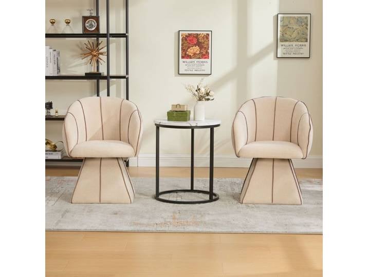 Fauteuil pivotant - SOGEU - Fauteuil Relax - Chenille camel - Rotation 360° - Dossier ergonomique