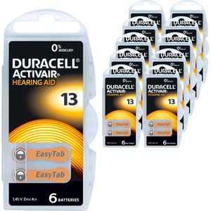 Duracell Hörgerätebatterie Easy Tab 13, 300 mAh, PR48, orange, Zink-Luft, 60 Stück