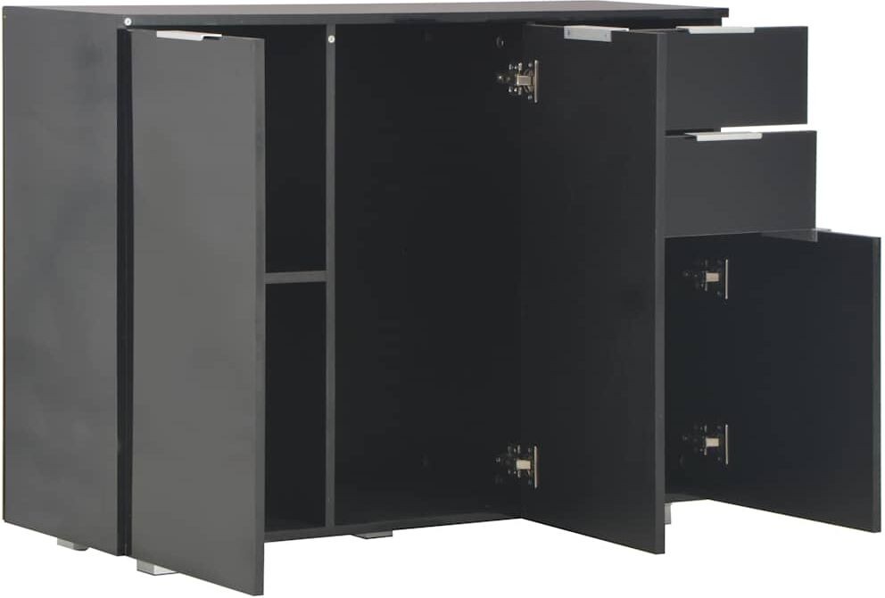 vidaXL Buffet Noir brillant 107x35x80,5 cm