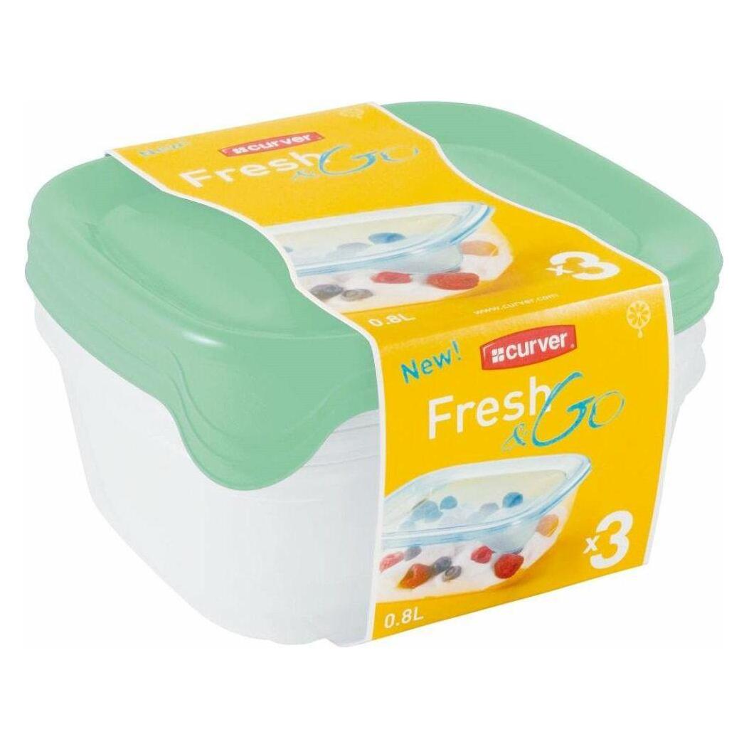 Curver Satz Fresh&Go Quadratische Behälter Celedynamometrisch Transparent (0.80 l) (CURVER)