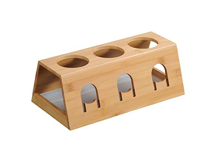 KESPER Flaschenhalter für 3 Flaschen, Bambus, 32 x 17,5 cm 5865013 Trocknet drei Flaschen und Verschlussdeckel platzsparend zugleich