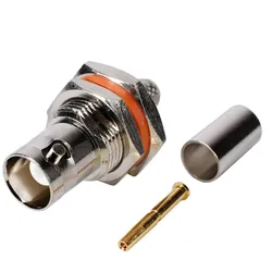 HICON BNC Crimp-Einbaubuchse, Masse nicht isoliert, Gewinde 1/2"", nickelfarben