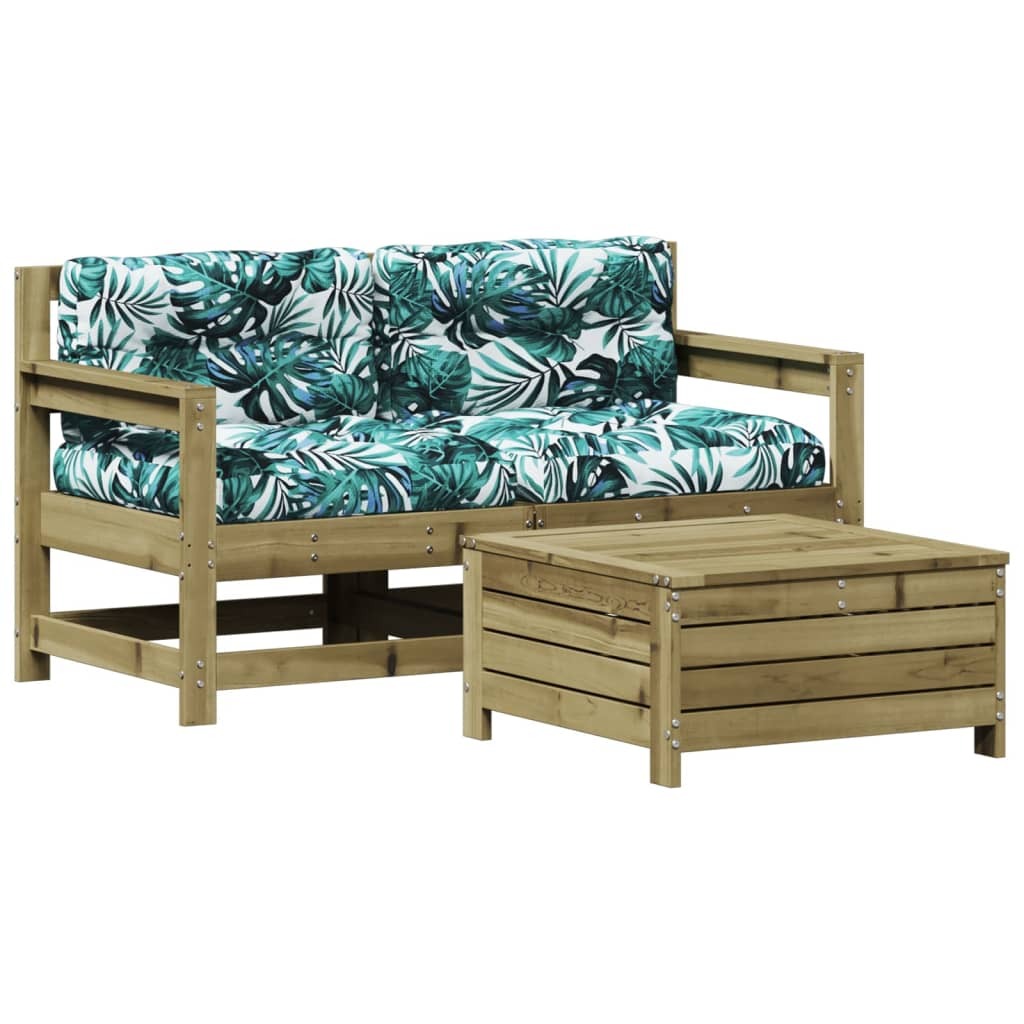 3-tlg. Garten-Lounge-Set mit Kissen Kiefernholz Imprägniert
