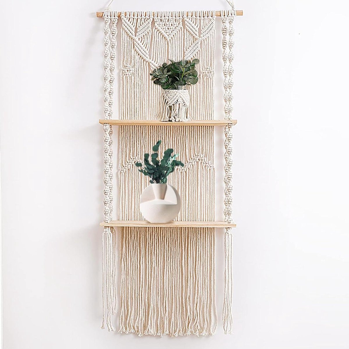 Zwevende hangplank met handgeweven touw voor decoratie, 44 x 100 cm