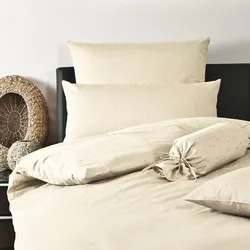 Janine Mako-Brokat-Damast Bettwäsche Rubin 1321 Kissenbezug einzeln 40x40 cm | sekt - beige