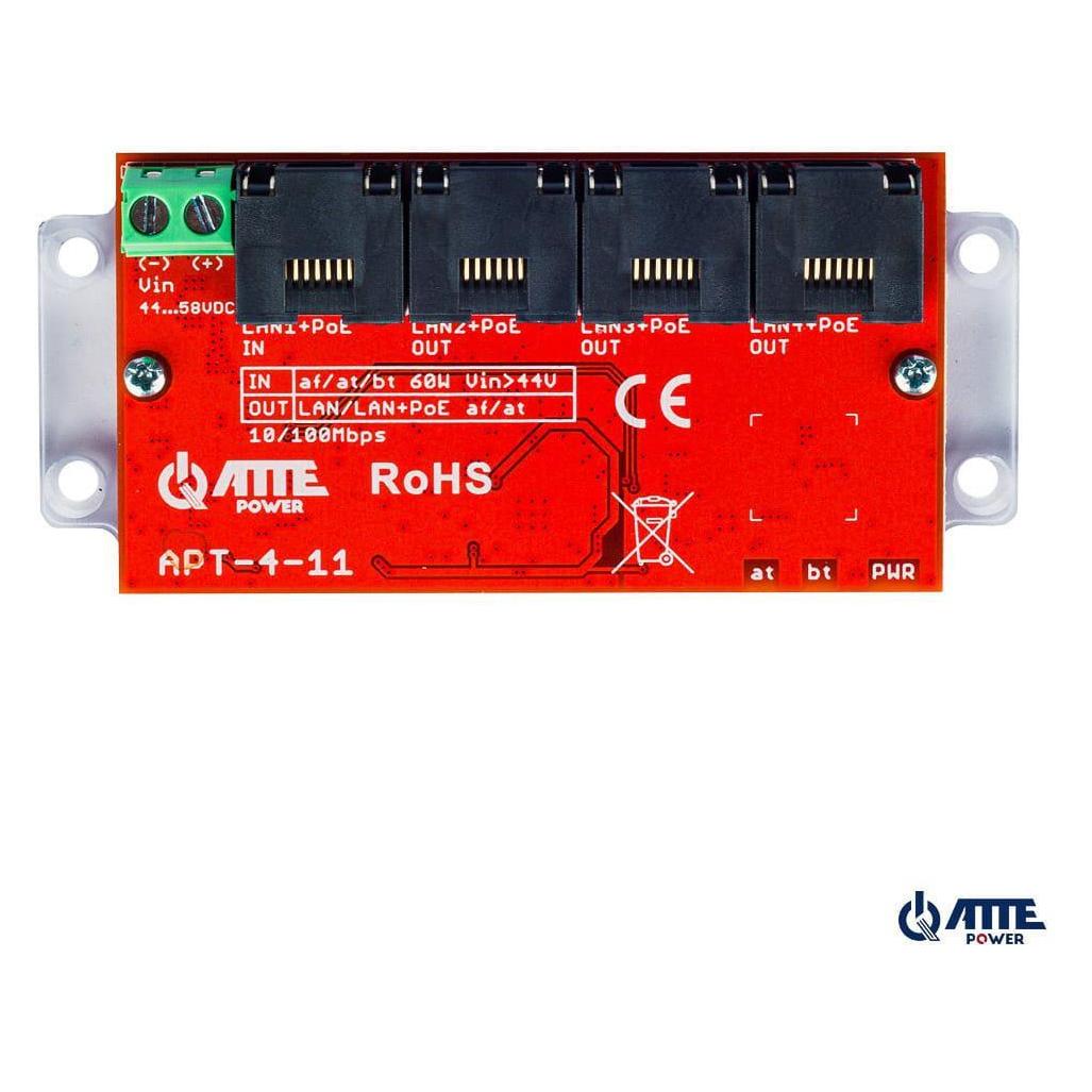 Atte APT-4-11 PoE-Switch 4 Port 10/100Mbps Extender (4 Ports) (44481)