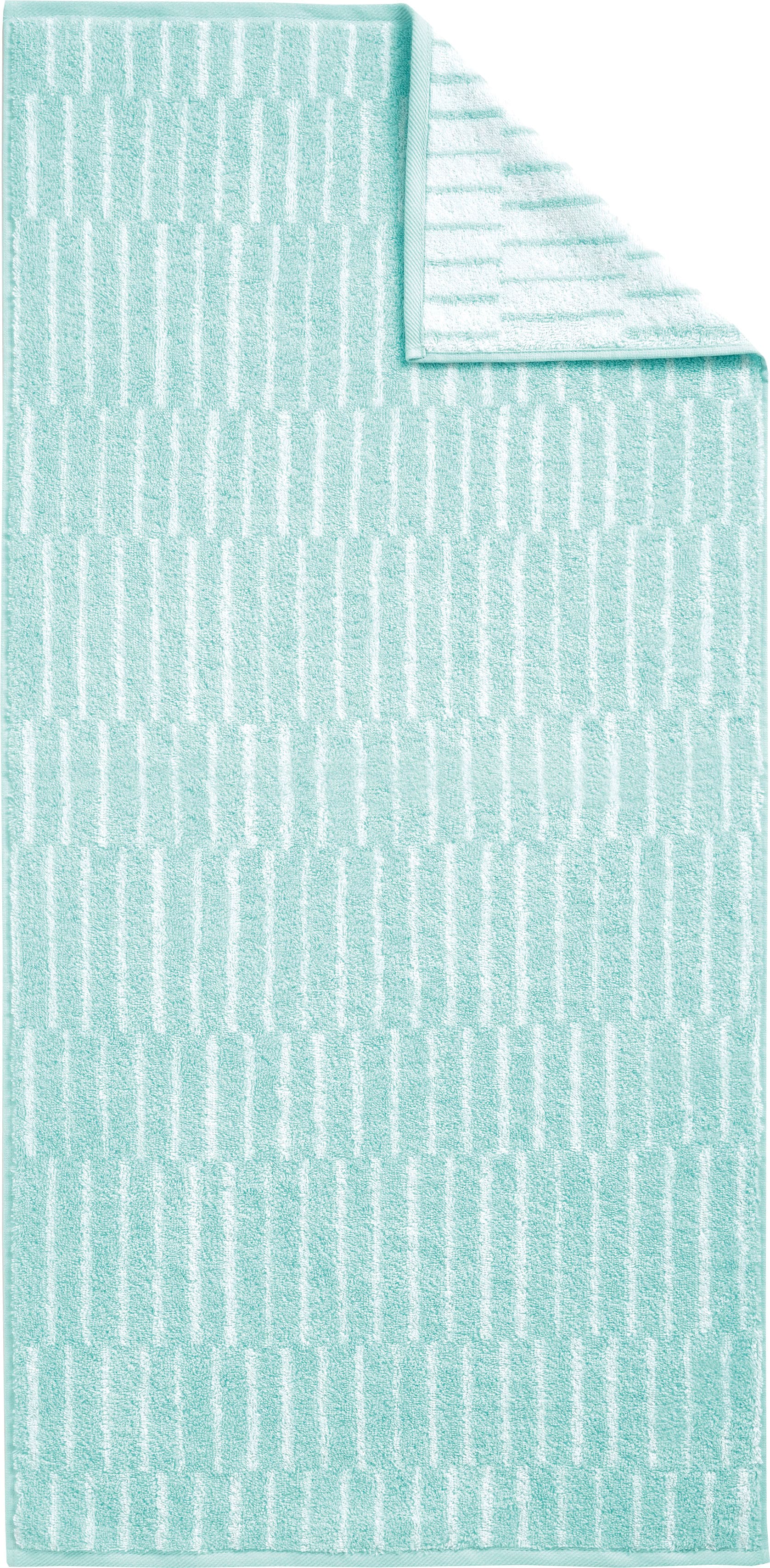 Handtuch Set DYCKHOFF "Cool Mint Panels", grün (mint), 3 Stk., Walkfrottier, Walkfrottier, Obermaterial: 100% Baumwolle, Handtuch-Sets, Handtuch Set, 2 Handtücher (50x100cm), 1 Duschtuch (70x140cm) mint 3 Stk., Walkfrottier