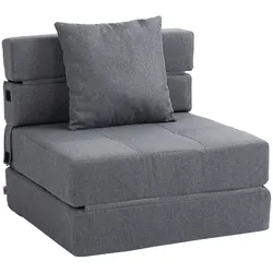 STILVORA Schlafsessel klappbar Dunkelgrau 61x70x70 cm 2 in 1 mit Bettfunktion und Kissen, pflegeleichter Stoff, komfortable Polsterung