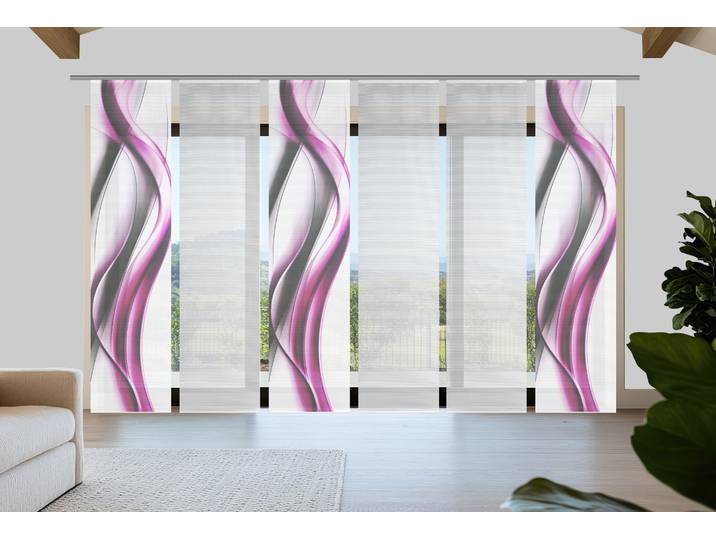 Schiebegardine VISION S CARA , pink, B:60cm H:260cm, Polyester, Gardinen, Schiebegardine, Schiebevorhang,Bambusoptik,Digitaldruck,SET