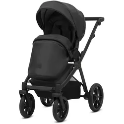 Kunert, Kinderwagen, BRAV 3in1 Öko-Leder Kinderwagen in Schwarz mit Gelrädern und Cosmo Autositz