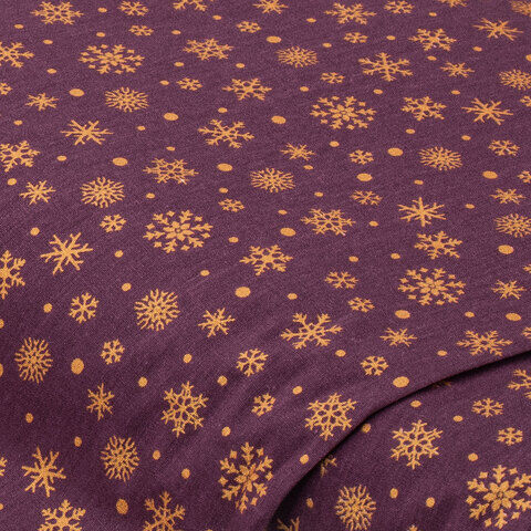 Baumwollstoff Schneekristalle "Mona", mauve/kupfer