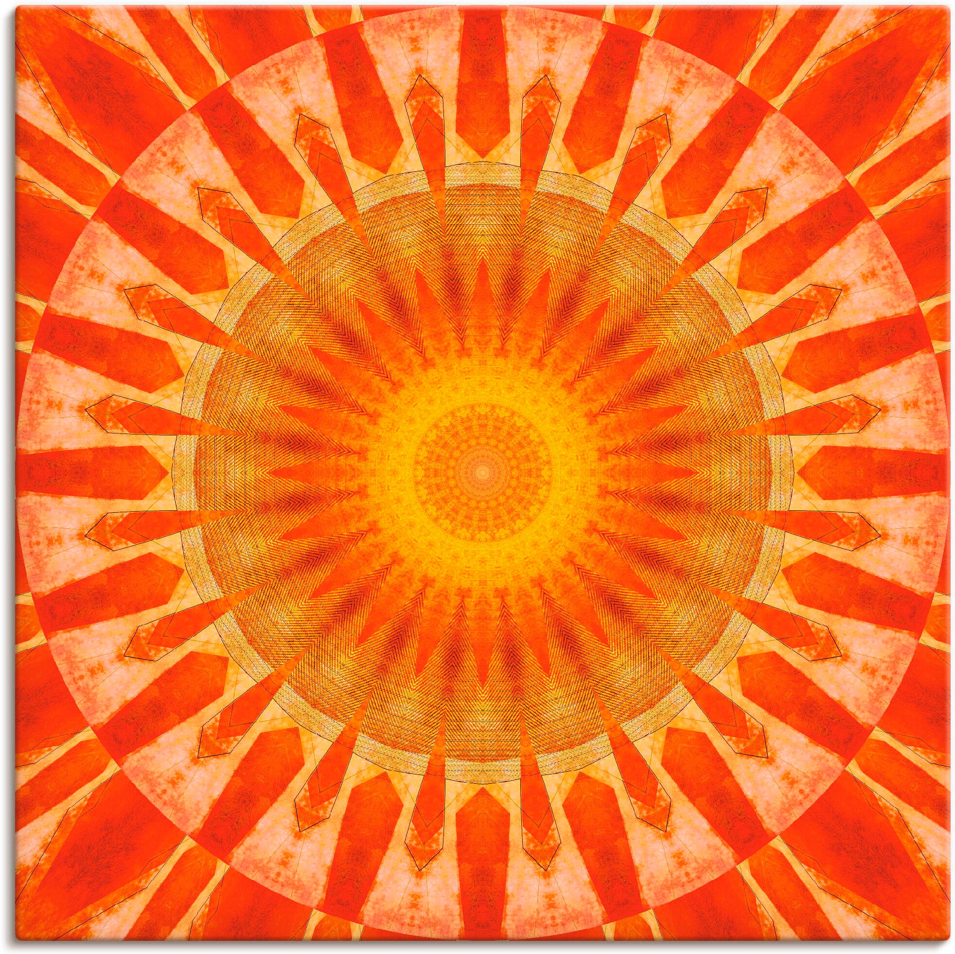 Wandbild ARTLAND "Mandala Sonnenuntergang", orange (farbe bild(er): orange), B:70cm H:70cm, Bilder, Wandbild, als Leinwandbild, Poster in verschied. Grössen farbe bild(er): orange B/H/T: 70cm x 70cm, Leinwandbild klassische Fantasie quadratisch, 1 Stk.