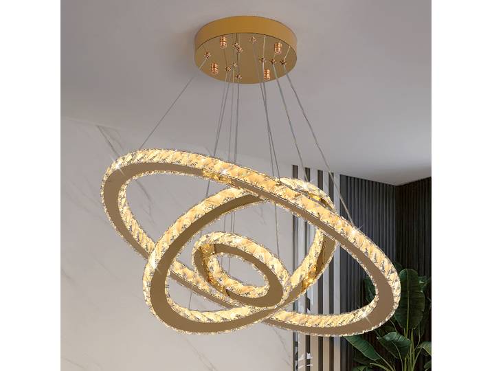 Cristal suspension salon télécommande or Chrome Lustre plafond lustres lampe pour chambre décoration de la maison Luminai