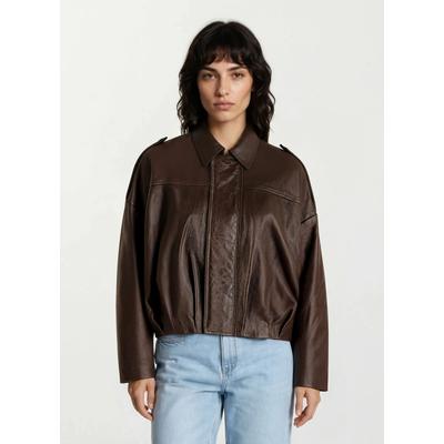 Lederjacke TRUEPRODIGY "Rivan braune Lederjacke mit klassischem Hemdkragen", Damen, Gr. M, braun, Obermaterial: 100% Schafsleder sheepskin., Jacken