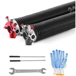 VEVOR Torsionsfedern für Garagentore (Φ 5,26 x Φ 50,8 x 618 mm) 16000 Zyklen, schwarz beschichtet zum Auswechseln, Garagentorfedern mit rutschfesten Wickelstäben & Handschuhen & Montageschlüssel
