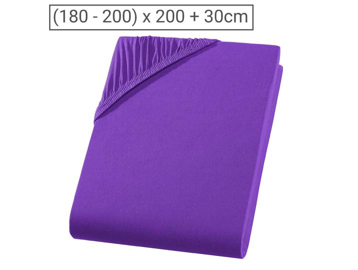 Übergrösse Qualitäts-Jersey Fixleintuch, 100% Baumwolle, violett, 200 x 200 cm