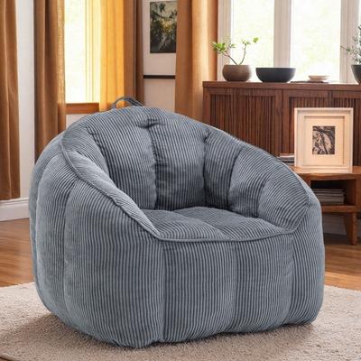 "39.4"" Corduroy Giant Bean Bag Sofa Chair with Armrests and High-Density Shredded Foam and Ergonomic Design"