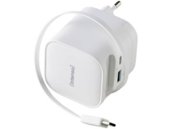 Intenso - Chargeur Secteur 65w Cable Usb-C + Port Usb-C/Usb-A Blanc