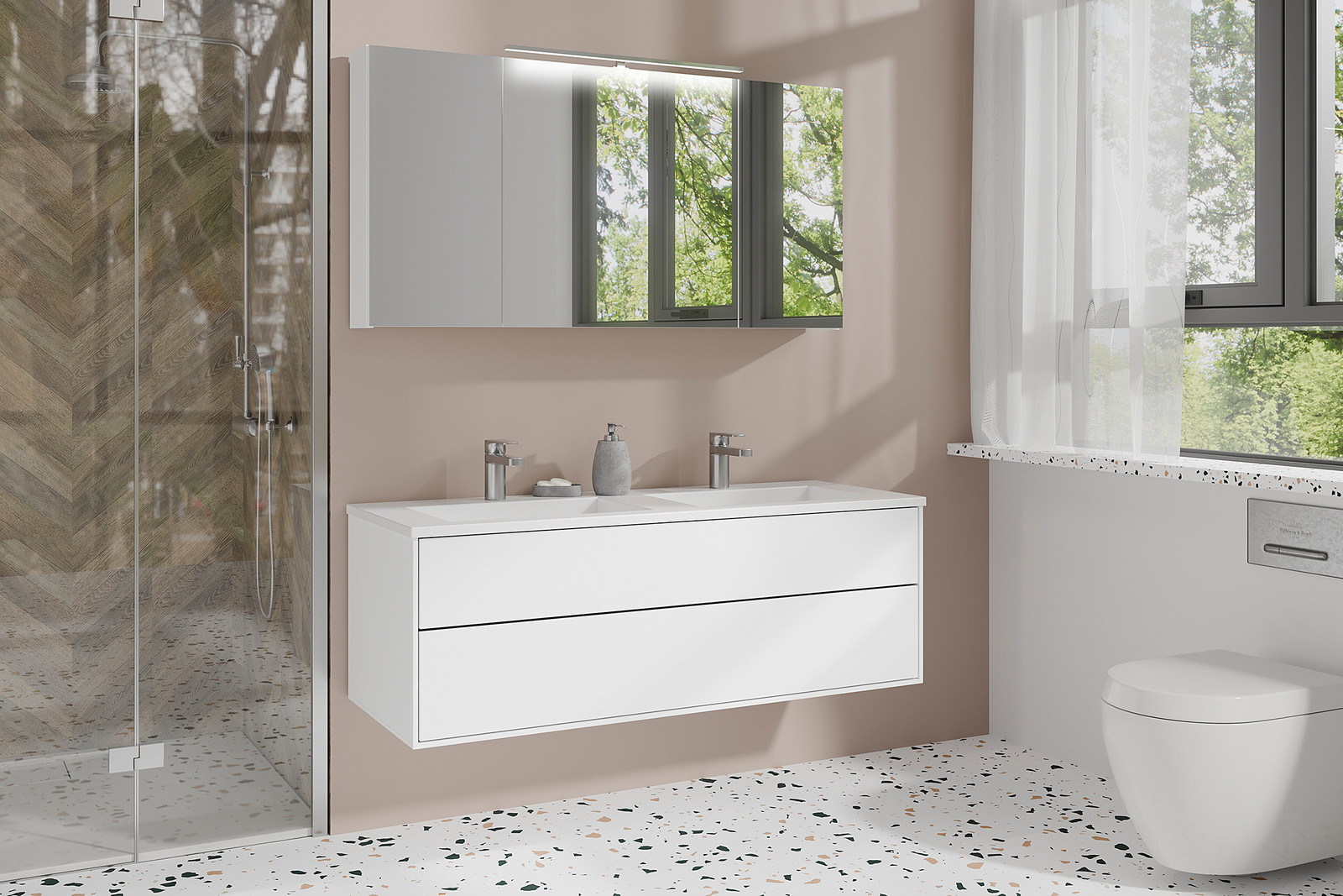 home24 Spiegelkast Baldringe met verlichting wit/wit, Breedte: 120 cm