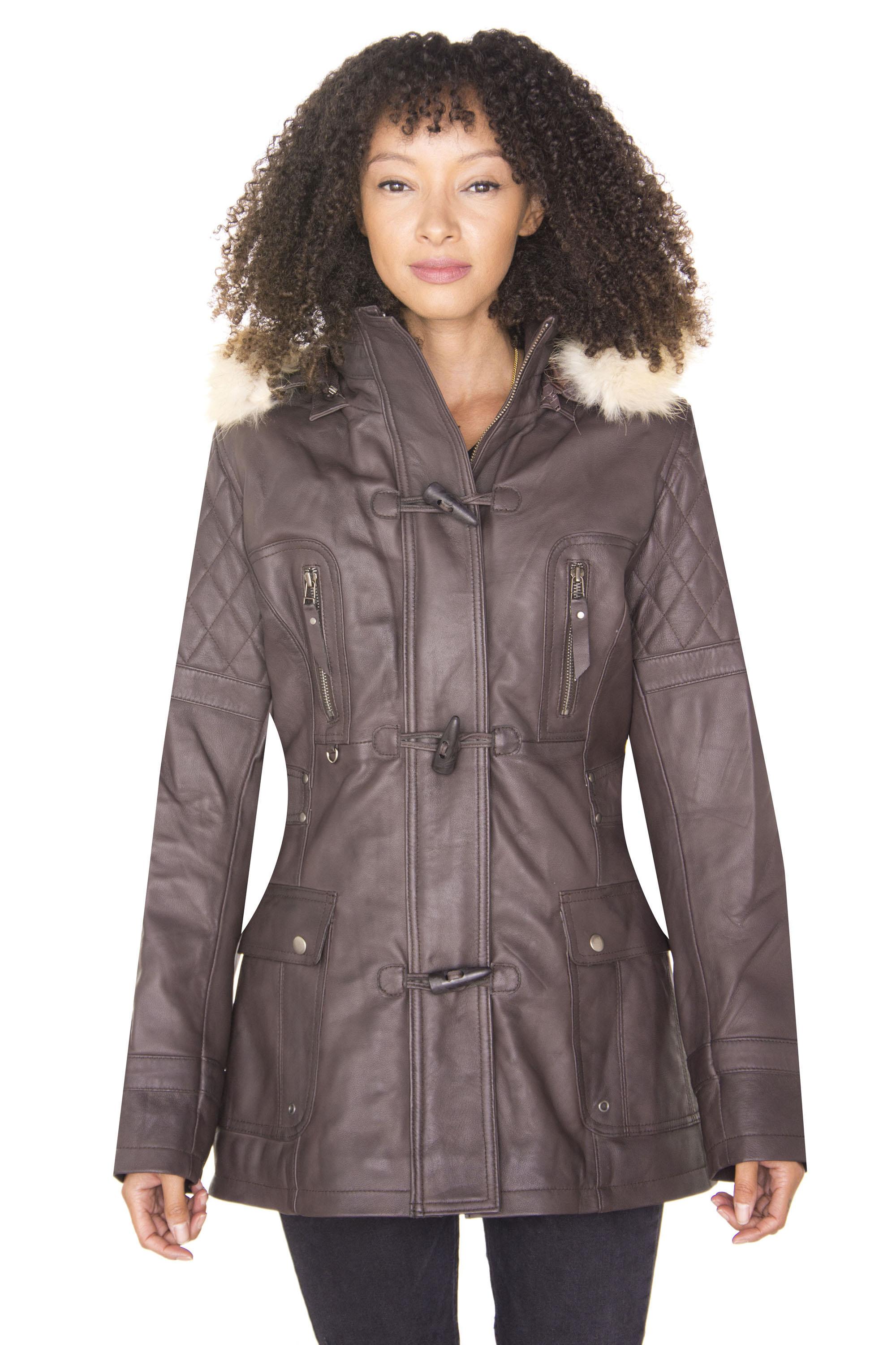 Damen-Parkajacke aus gestepptem Leder – Brüssel