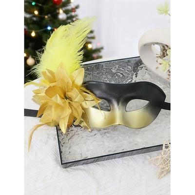 Grüne Federmaske für Damen mit Blumenschmuck für Weihnachtsfeier, Ball Karneval