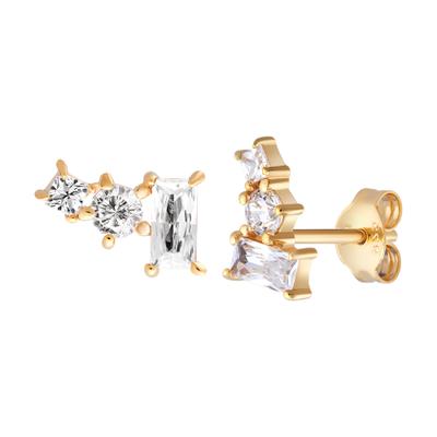 Paar Ohrstecker CAÏ "925 Sterling Silber vergoldet Zirkonia", gelb (gelb, zirkonia), Ohrringe, Damen, one-size, Silber 925 (Sterlingsilber)