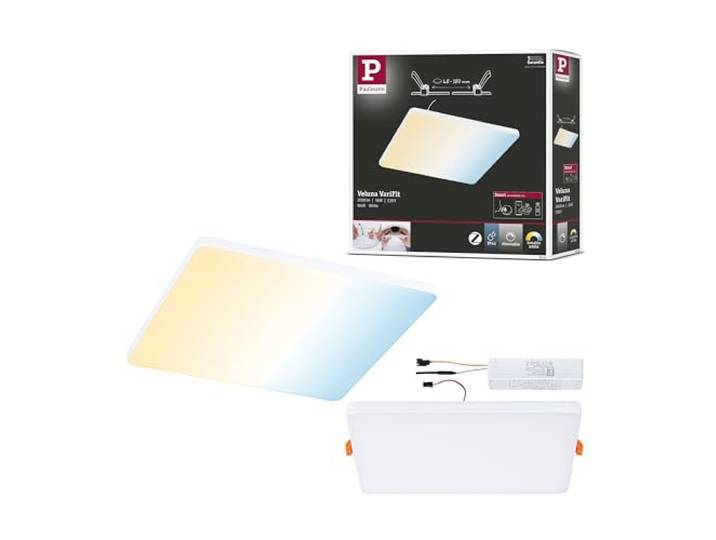 Paulmann 79959 panneau LED panneau encastré Veluna VariFit Edge 200x200 mm carré Tunable White commande de la lumière blanche Blanc plafonnier