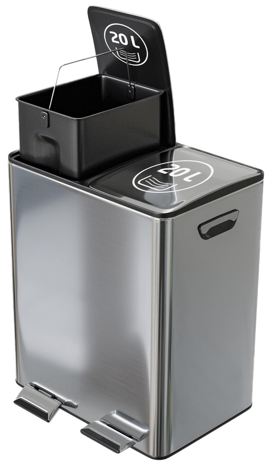 Amig RECIK EVO Dubbele afvalbak voor recycling met pedalen, 40 L
