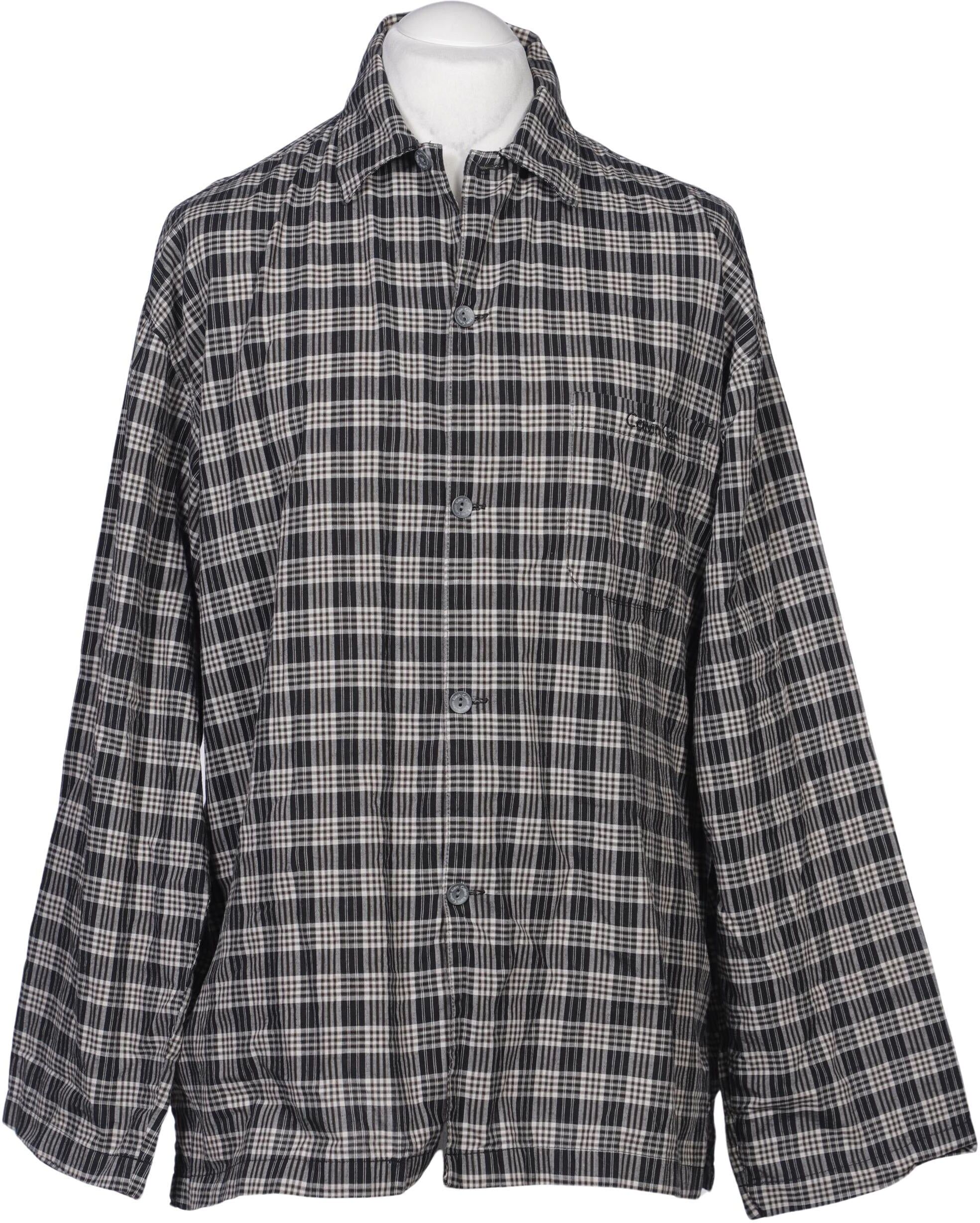 Calvin Klein Herren Hemd, Grau, Gr. L, Baumwolle - Second Hand